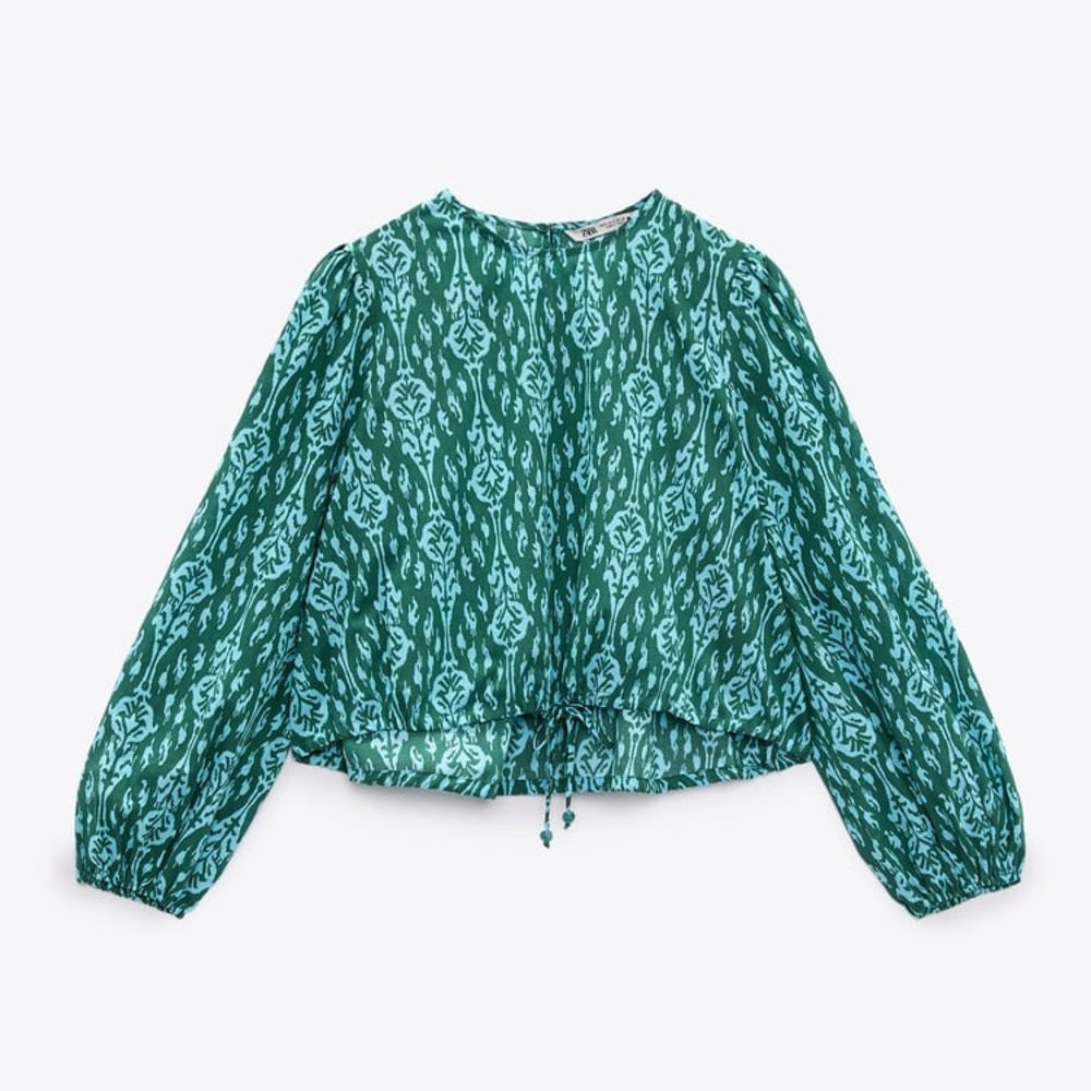 Zara PRINTED CROP top sz M